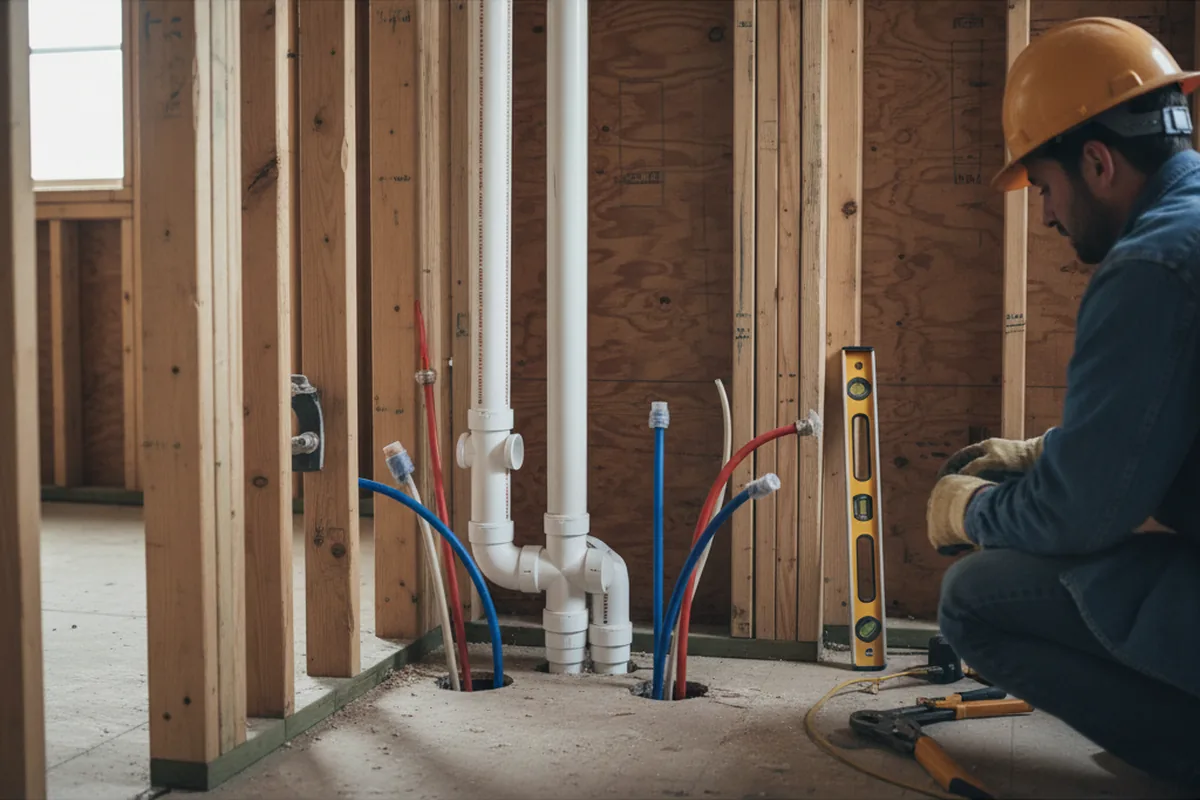 Drain and supply rough-in during Leak Detection in Gonzales